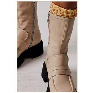 Free People Womens Madison Loafer Chunky Lug Sole Boots Taupe EU 40 US 10